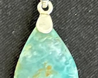 Peruvian Opal Teardrop Pendant 950 Sterling Silver, Semiprecious Gemstone Jewelry, Boho Natural Opal Necklace Charm