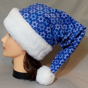 Hanukkah Star of David Glitter Christmas Santa Hat