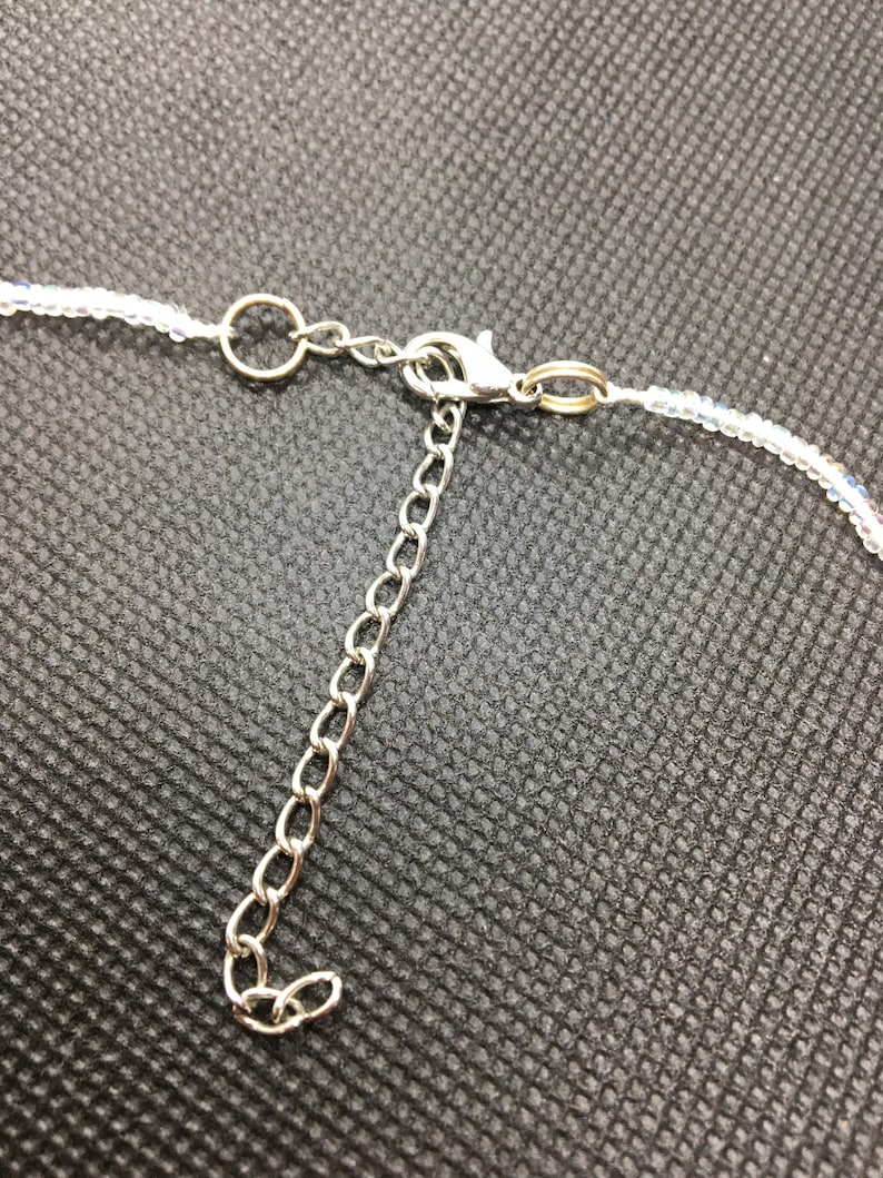 Black clear and neo crome beaded necklace