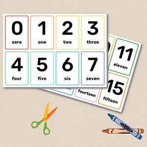 Numbers 1-20 Flashcards / Printable Flashcards / Numbers  / Educational Flashcards / Toddler Preschool Kindergarten Homeschool
