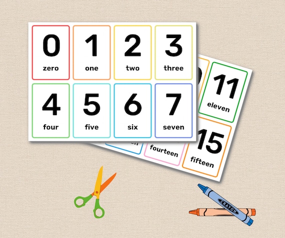 numbers 1 20 flashcards printable flashcards numbers etsy