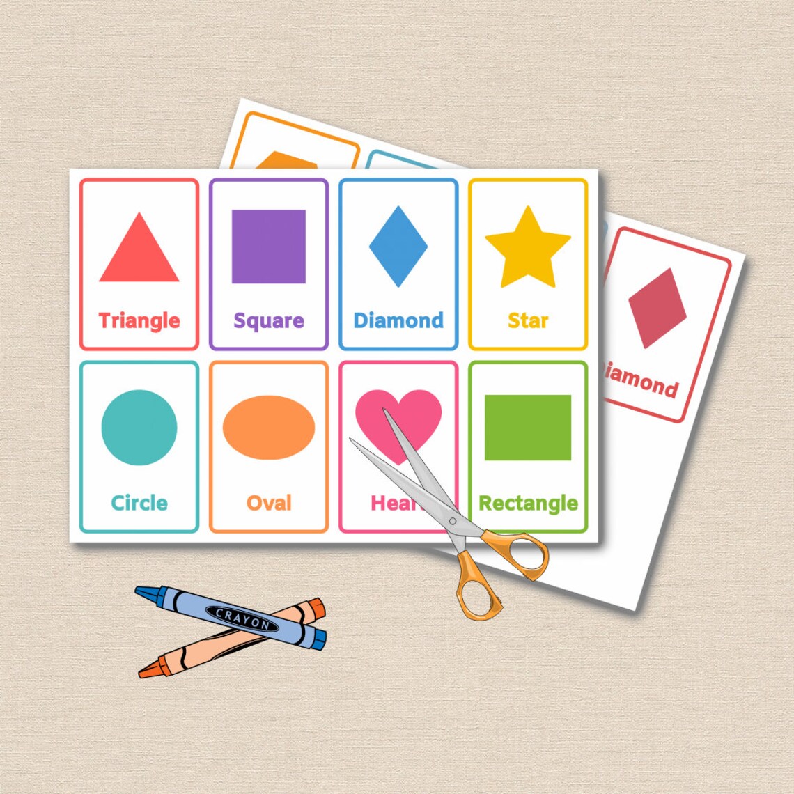 12 Geometric Shapes Flash Cards Printable Homeschool Etsy Espa a