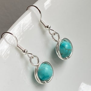 Turquoise earrings. Turquoise and silver earrings. Summer earrings. Gifts for her Turquoise drop earrings. Dangly earrings.