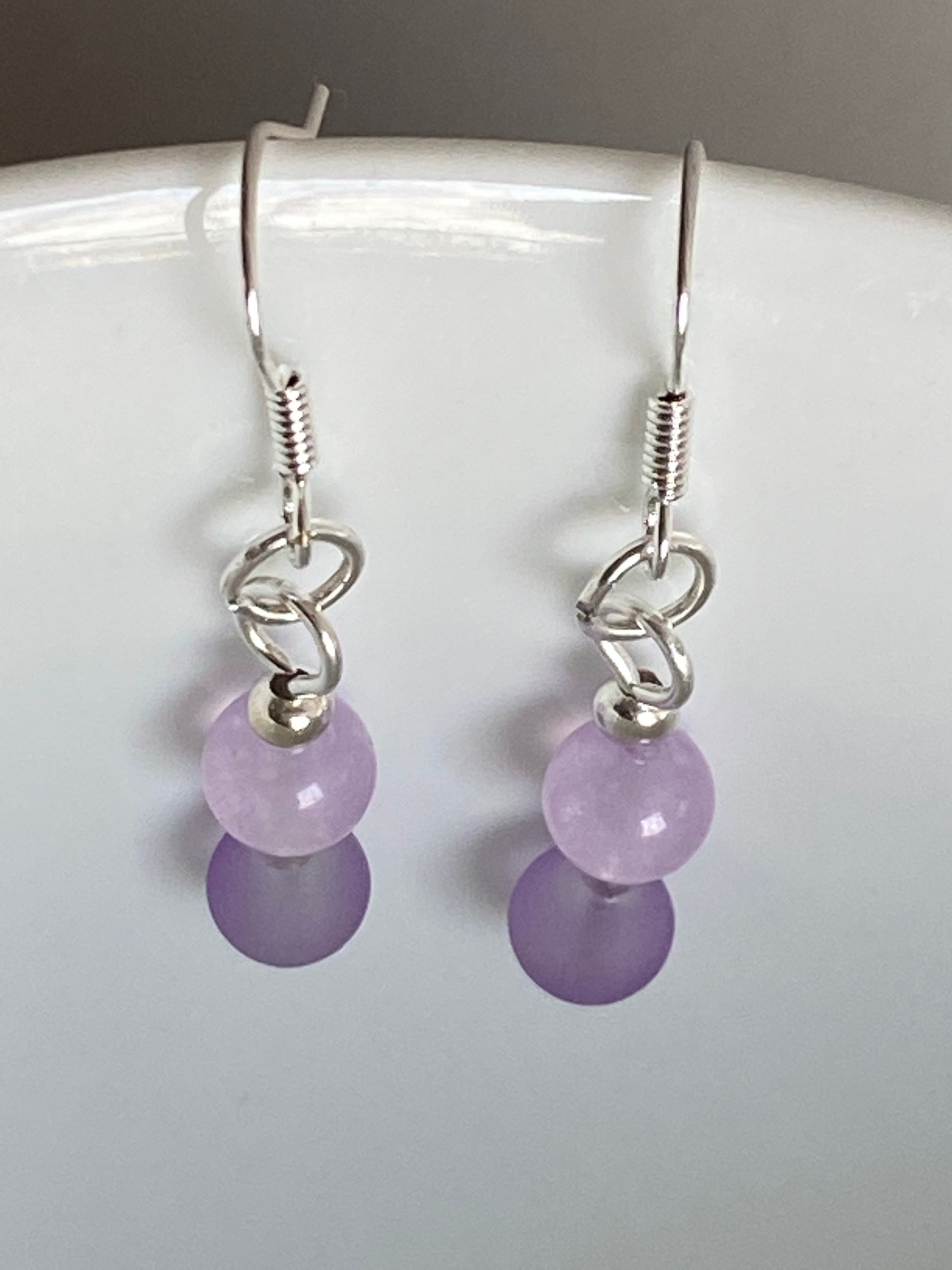 Purple Jade earrings. Sterling silver dangly earrings. | Etsy