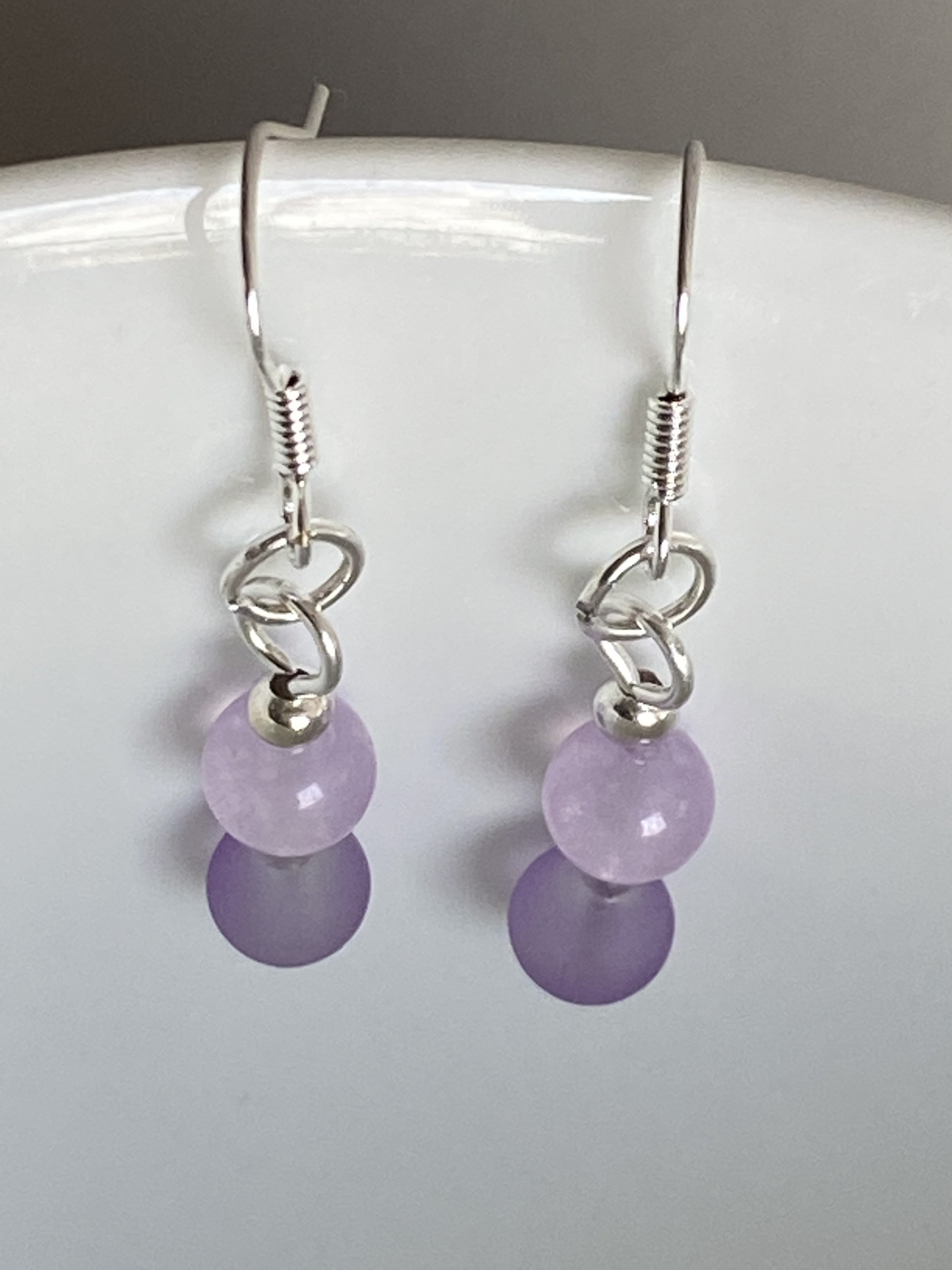 Purple Jade earrings. Sterling silver dangly earrings. Etsy