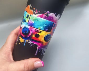Gaming Cold Cup: Insulated 22oz Tumbler with Lid & Straw