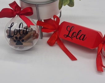 Personalised pet treat baubles/crackers