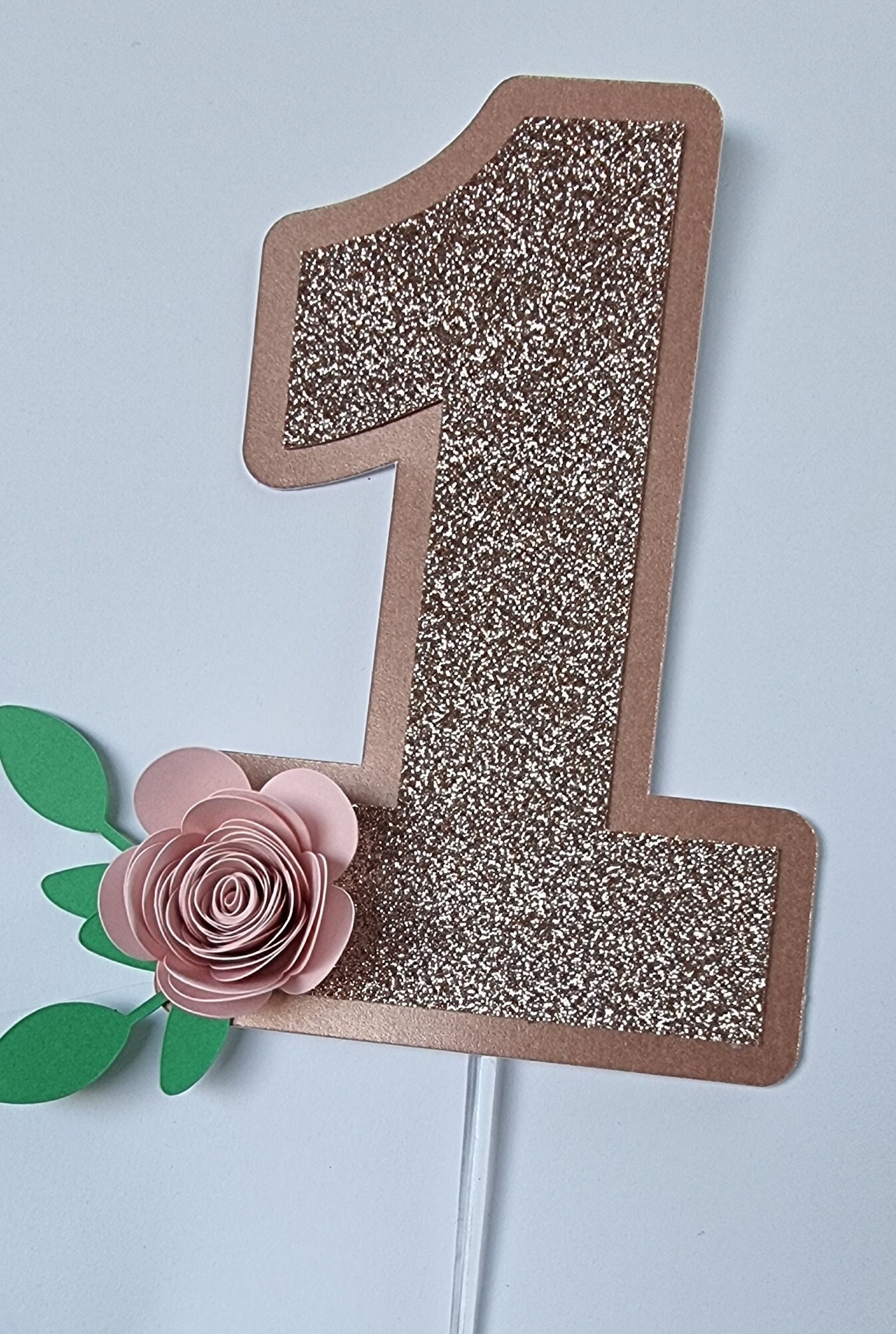 Rose Gold Number 1 First Birthday Cake Topper Floral. - Etsy