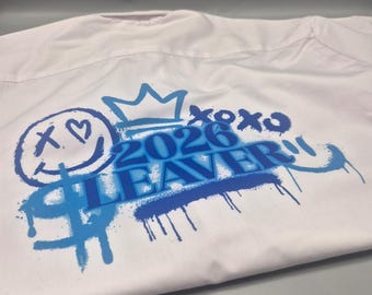 Personalised school leavers shirt. 2026 Graffiti style