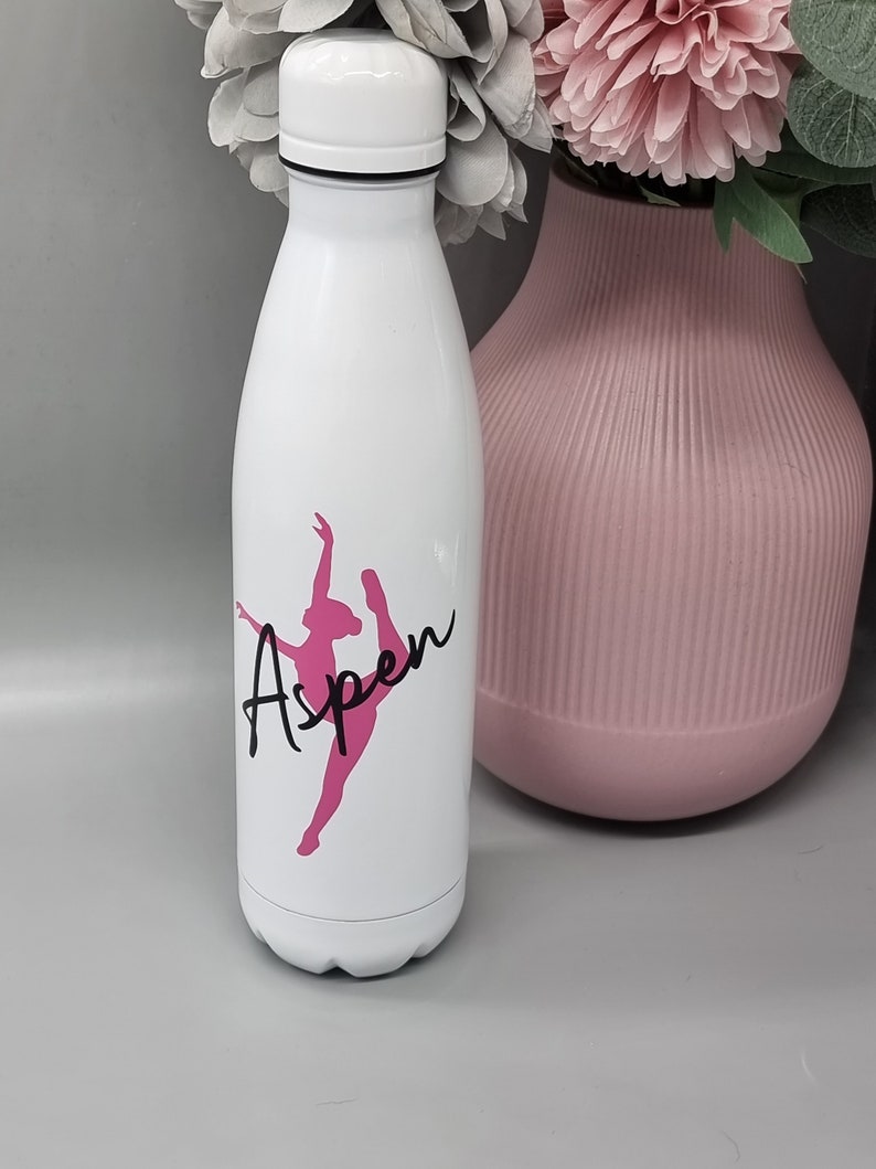 Personalised ballet water bottle. Insulated stainless steel bottle. image 4