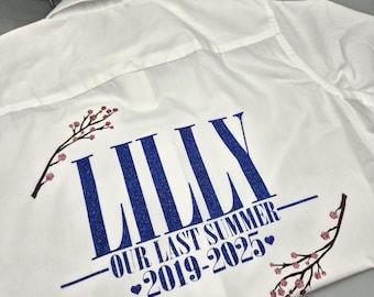 Personalised school leavers shirt. Mamma Mia inspired