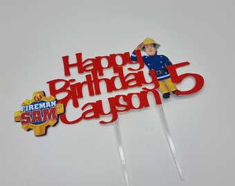 Fireman sam personalised cake topper