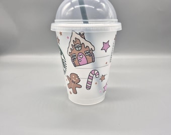 Christmas Starbucks Cold Cup: Gingerbread Design, Reusable Straw