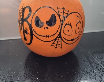 Halloween vinyl decals for pumpkins. Jack skeleton Boo design