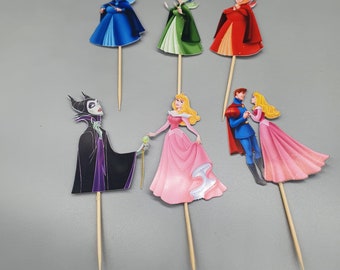 Sleeping beauty. Aurora. Maleficent cupcake toppers.