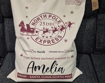 Personalized Christmas Mail Sack: Festive Gift Sack (Medium)