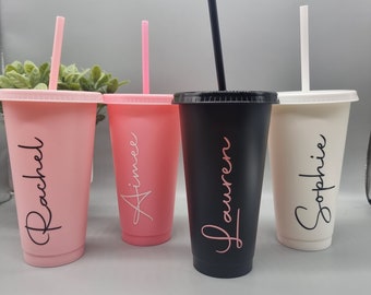 Personalized Reusable Cold Cup with Straw - 24oz