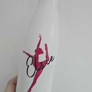 Personalised ballet water bottle. Insulated stainless steel bottle. image 6