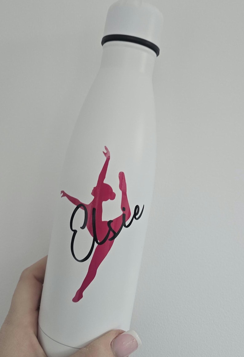 Personalised ballet water bottle. Insulated stainless steel bottle. image 6
