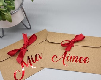 Personalised money/voucher  envelopes.
