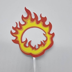 Fire hoop/ Ring of fire hot wheels cake topper with stick