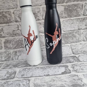 Personalised ballet water bottle. Insulated stainless steel bottle. image 1