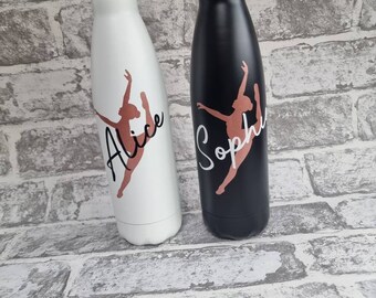 Personalised ballet water bottle. Insulated stainless steel bottle.