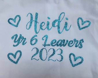 Personalised school leavers shirt.