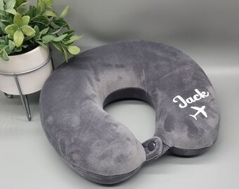Personalised travel pillow. Custom neck cushion.