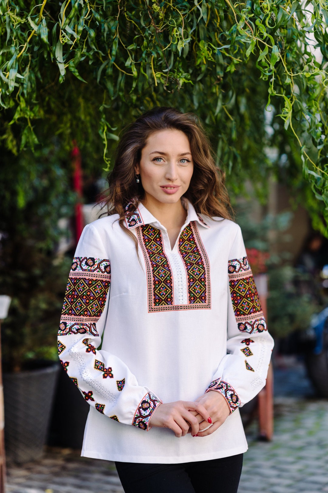 Hand Embroidered Ukrainian Ethnic Linen Blouse. - Etsy