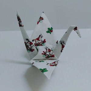 Origami Crane, Fabric (Rocking Horse, Bear and Holly)