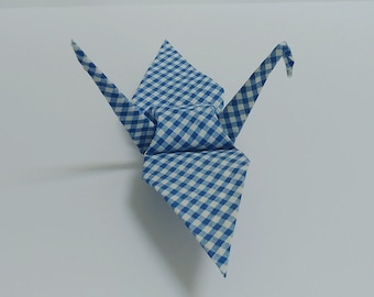 Grue Origami, Tissu (Blue Checker)