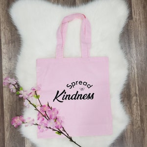 Spread Kindness Tote Bag | Light Pink Tote Bag | Economical Tote Bag | Grocery Bag | Canvas Tote Bag