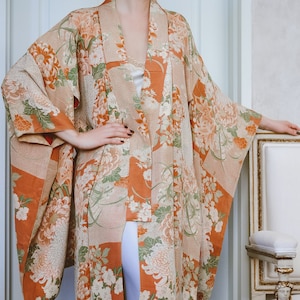 Full Bloom Antique Silk Vintage Juban Kimono