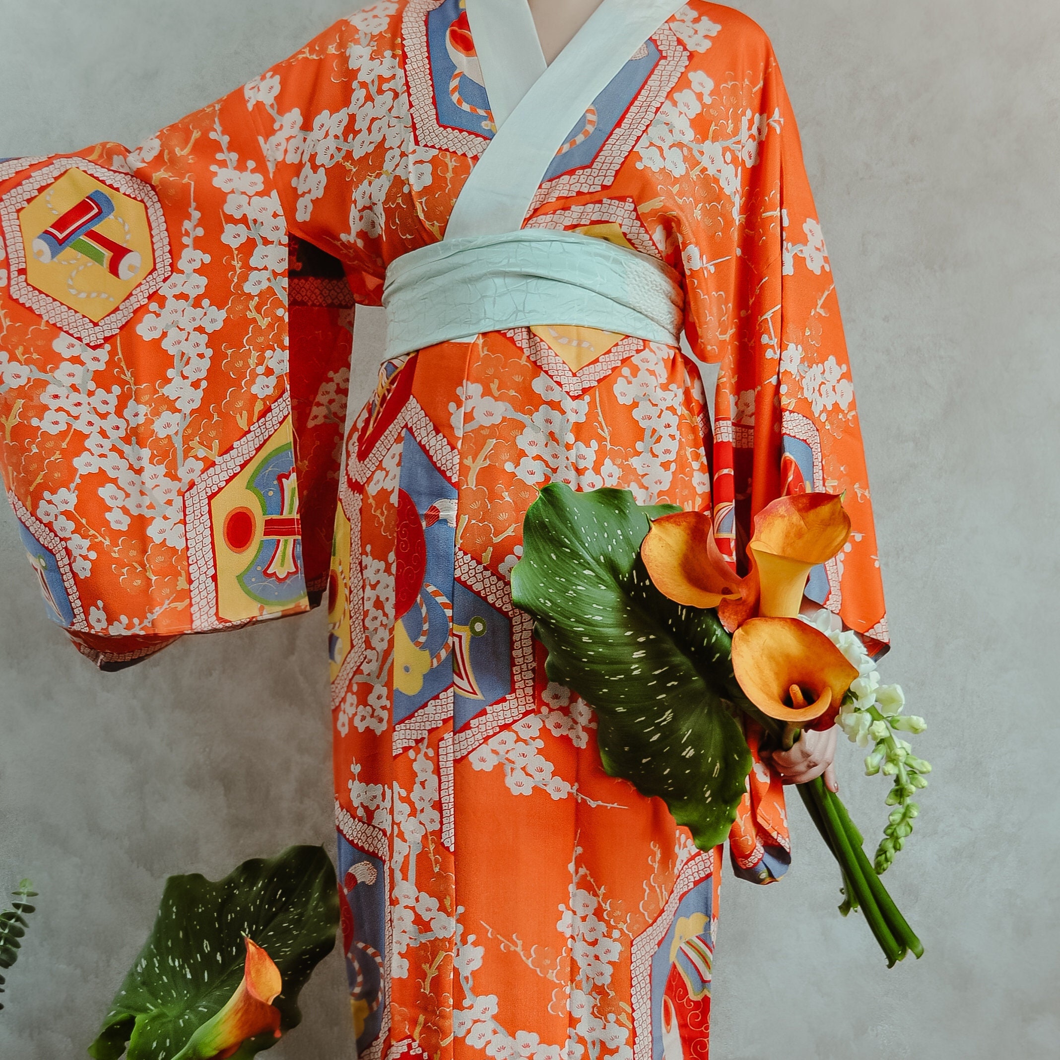 Vintage RARE 1940s Arldon Lingerie Hand Painted Japan Made Kimono OS Kleding Dameskleding Pyjamas & Badjassen Jurken 