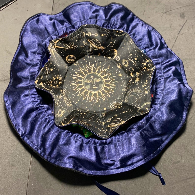 or jewelry rolling tray for DnD rpg dice accessories Celestial dice pouch; Handmade multi-use bag
