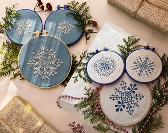 6 unique snowflake cross stitch patterns | PDF Download