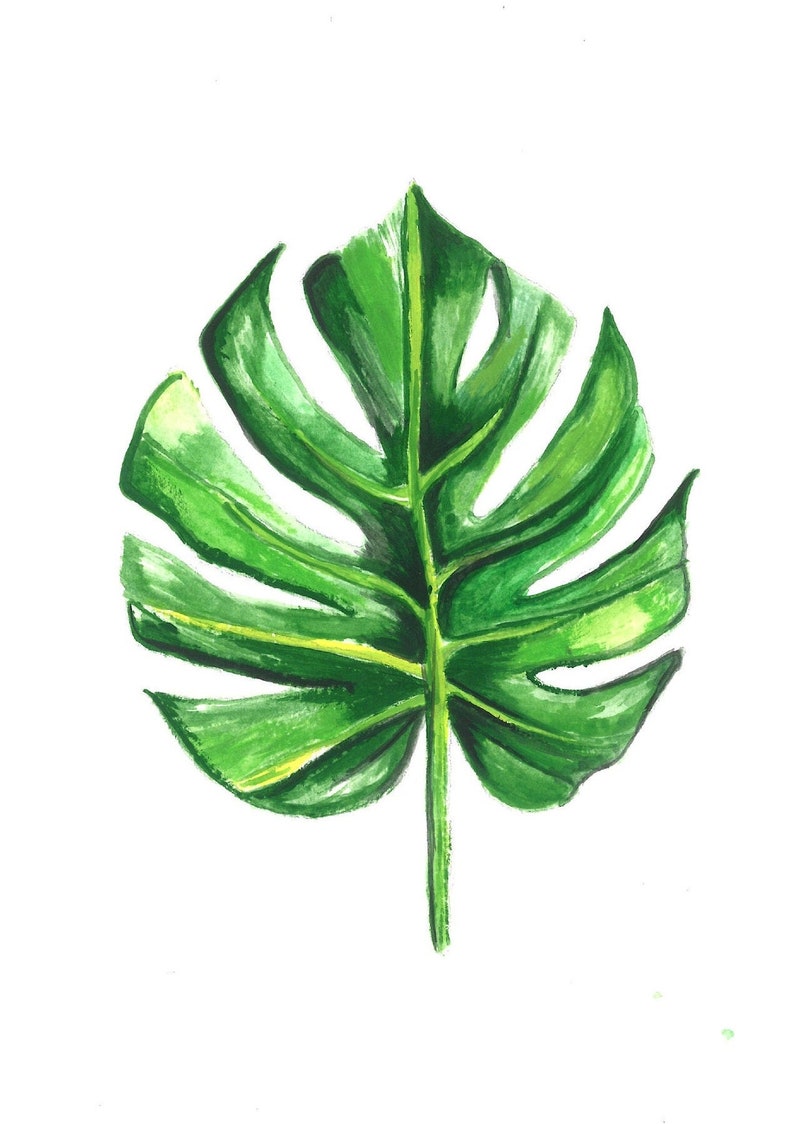 DIGITAL PRINTABLE Monstera Leaf Watercolor Painting - Etsy