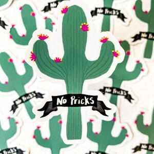No Pricks Blooming Kaktus Vinyl Die Cut Sticker