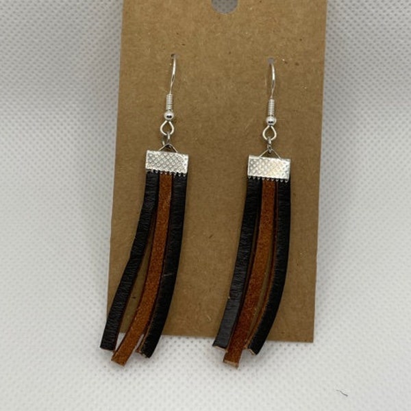 Bohemian Chich Leather cord fringe earrings