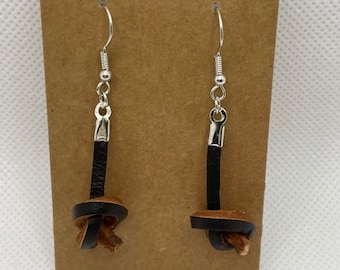 Leather Cord Knot Dangle Earrings