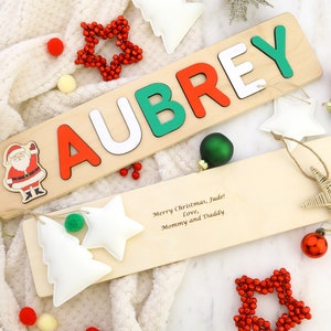 Christmas Wooden Name Puzzle by Playwood | Christmas Gift for Kids | Christmas Name Puzzle | Christmas Toddler Toys | Christmas Baby Gifts