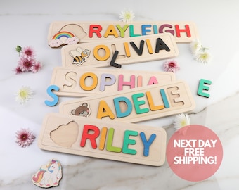 Wooden Personalized Name Puzzle 1st Birthday Gift Toys for Toddler