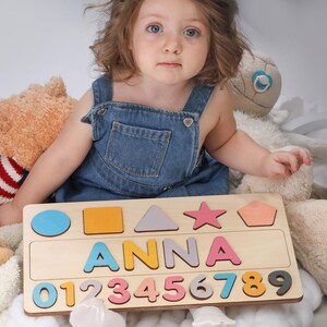 Wooden Name Puzzle by Playwood Name Puzzle | Toddler Toys | Baby Gifts | Gift for Kids | Christmas Present | Christmas Gift For Toddlers