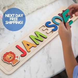 Wooden Personalized Name Puzzle 1st Birthday Gift Toys for Toddler image 6