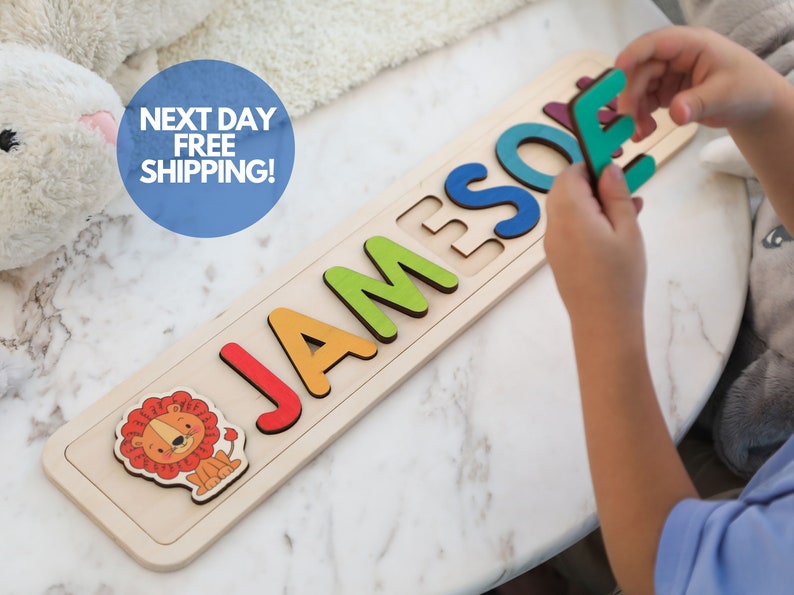 Wooden Personalized Name Puzzle 1st Birthday Gift Toys for Toddler image 6