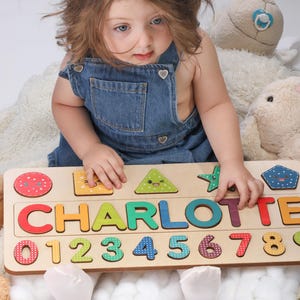 Wooden Name Puzzle | Gift for Kids | Name Puzzles for Toddlers | Montessori Baby Toys | First Birthday Gift | Baby Shower Gift