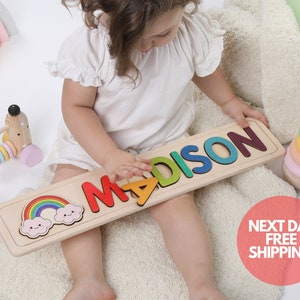 Wooden Name Puzzle by Playwood Name Puzzle | Toddler Toys | Baby Gifts | Gift for Kids | Christmas