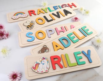 Wooden Name Puzzle, 1st Birthday Gift for baby boy or baby girl, Personalized name Puzzle for toddler