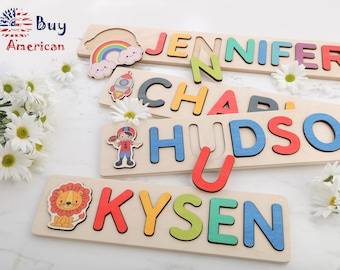 Easter Basket Stuffers, Easter Basket Name Puzzle, Wooden Name Puzzle by Playwood Name Puzzle | Toddler Toys | Baby Gifts | Gift for Kids